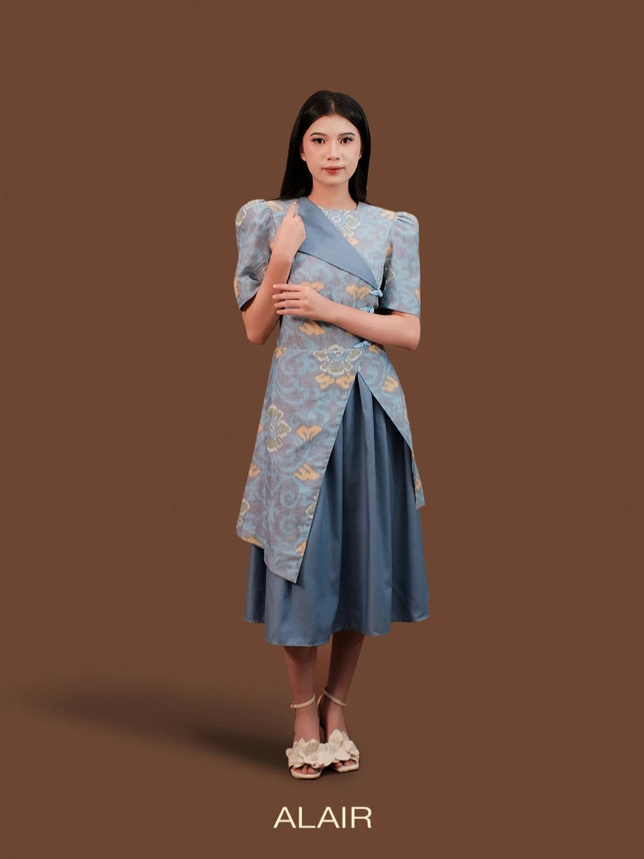 ALAIR | Arunika Dress Tenun Wanita - Blue - Foto 2