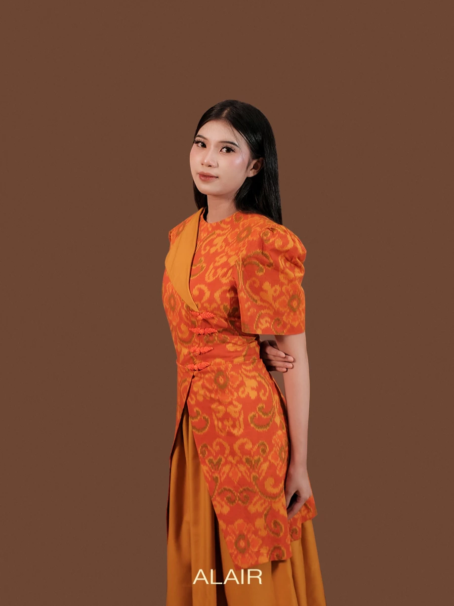 ALAIR | Arunika Dress Tenun Wanita - Orange - Foto 2