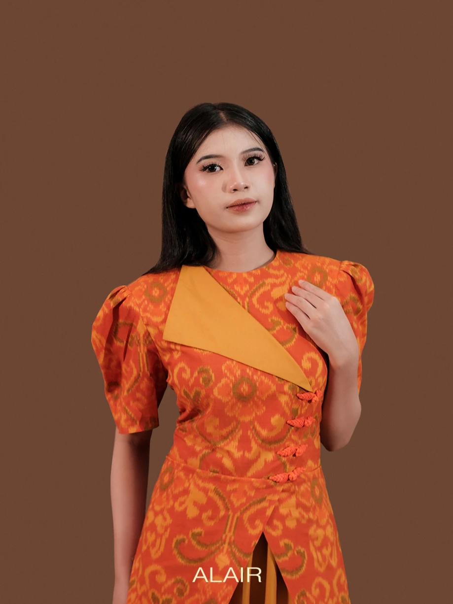 ALAIR | Arunika Dress Tenun Wanita - Orange - Foto 5