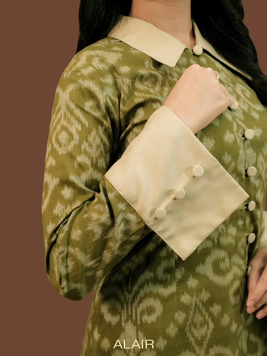 ALAIR | Lavanya Set Blouse & Pants Tenun Wanita - Sage - Foto 3