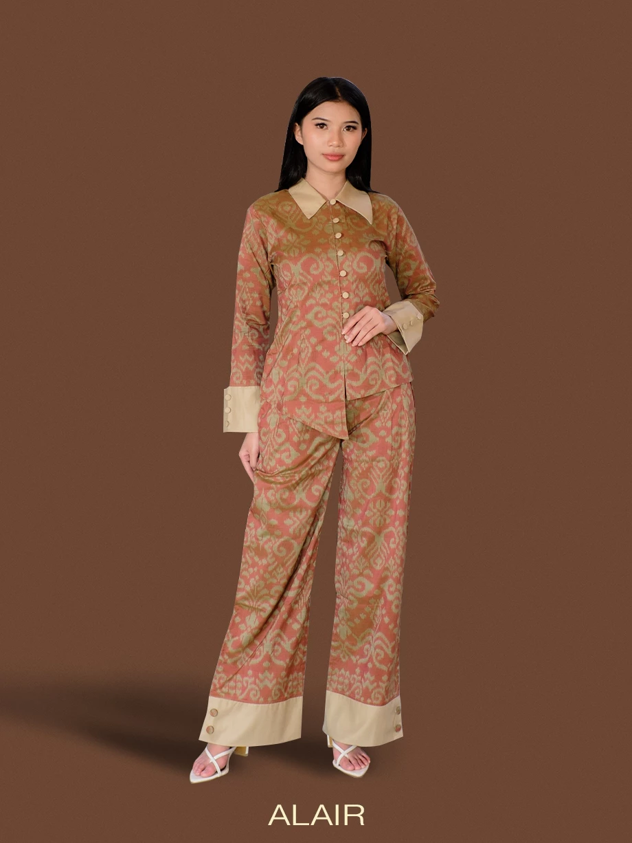 ALAIR | Lavanya Set Blouse & Pants Tenun Wanita - Terracota
