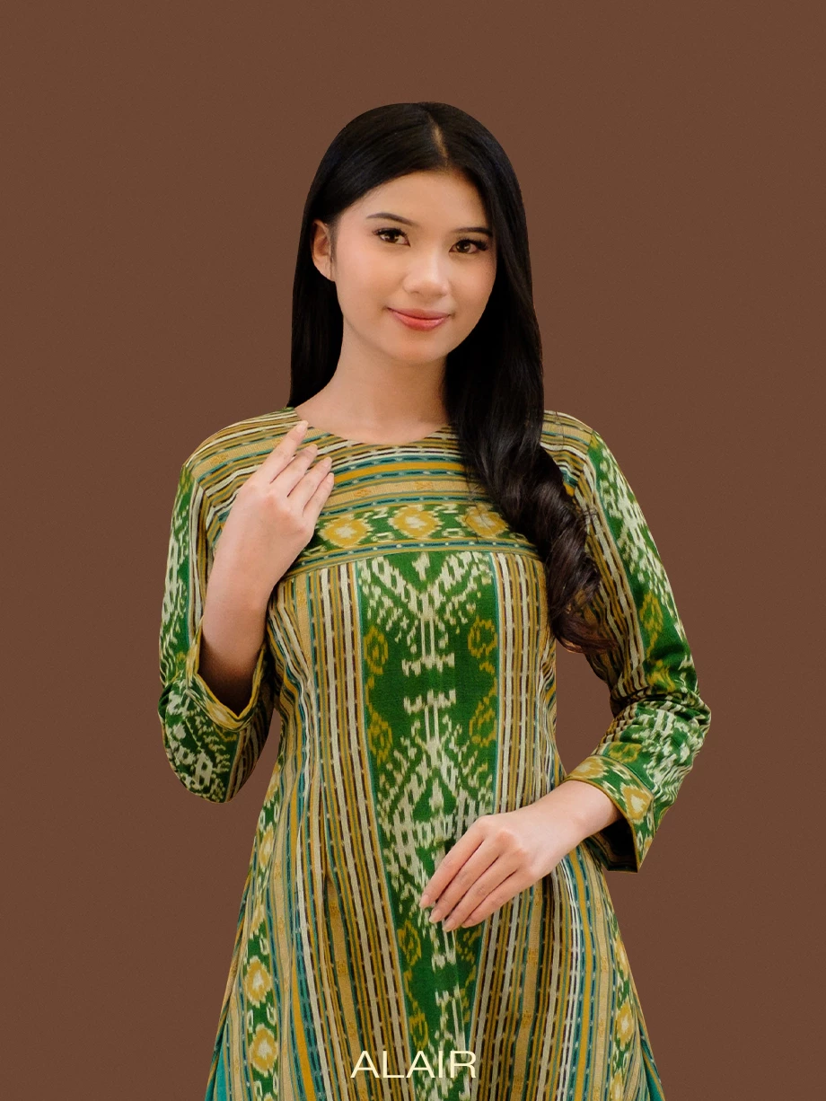 ALAIR | Renggani Dress Tenun Wanita - Hijau - Foto 2